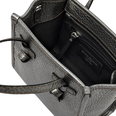 Borsa mini Donna Marcella laminata Argento interno