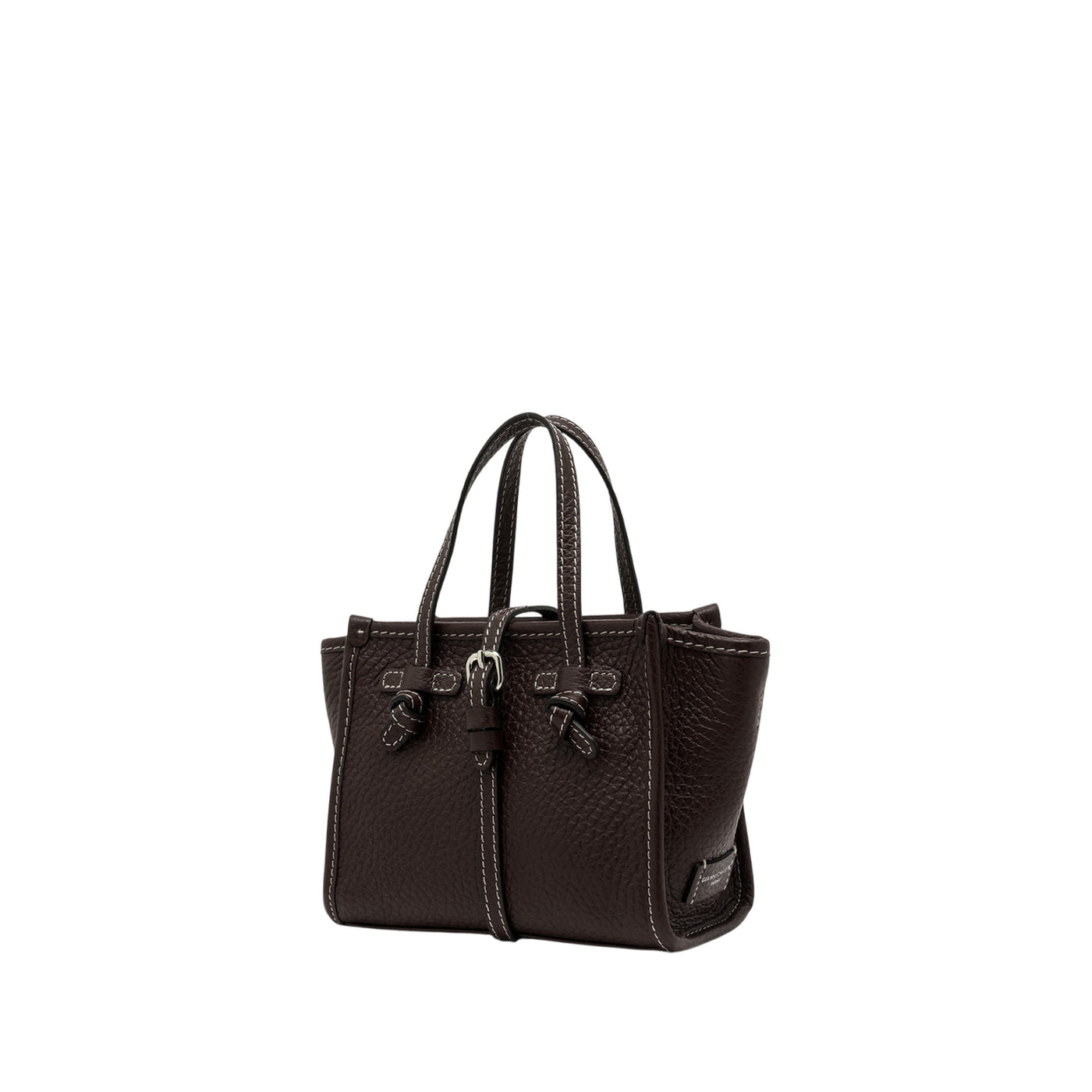 Borsa mini Donna Marcella laminata Marrone scuro