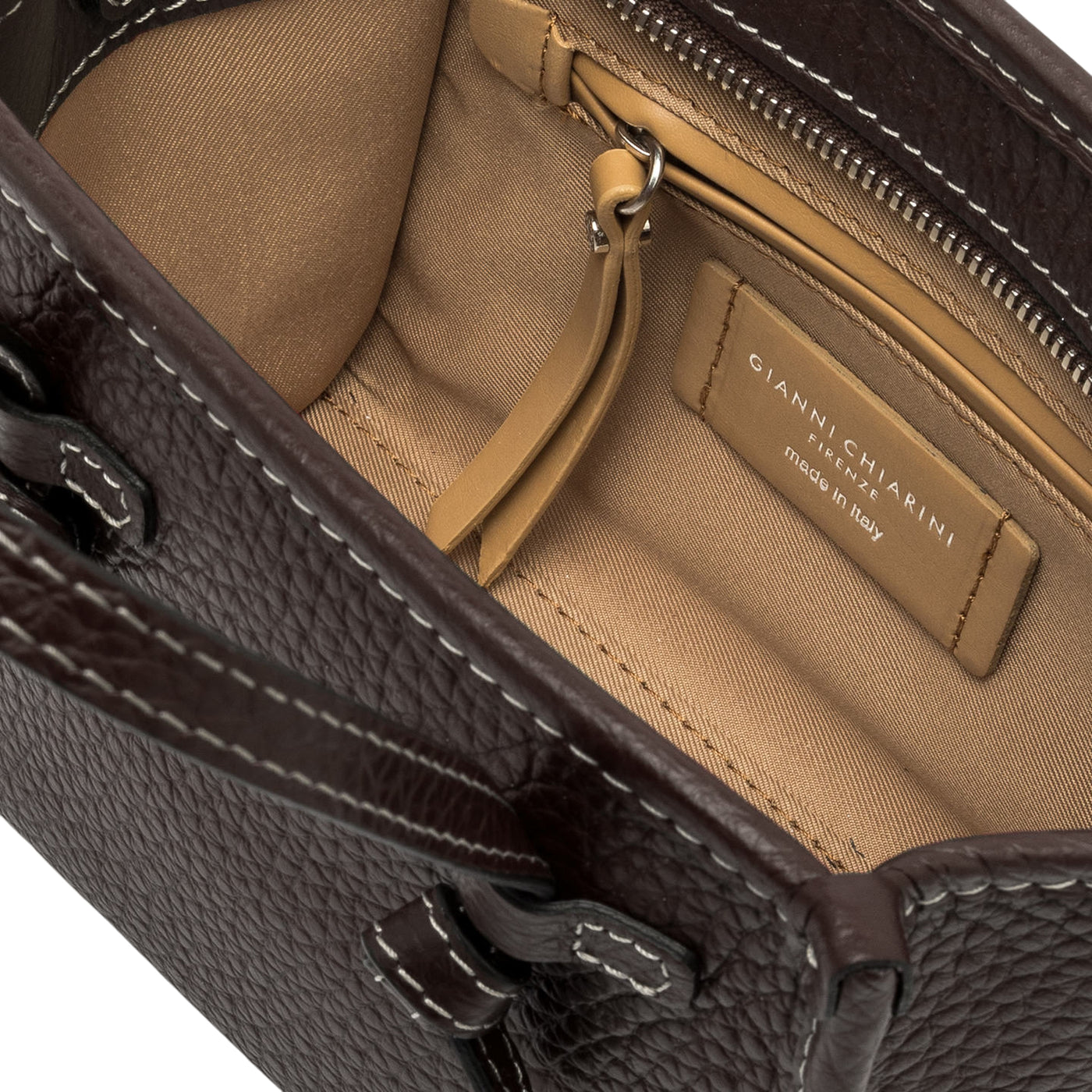 Borsa mini Donna Marcella laminata Marrone scuro interno