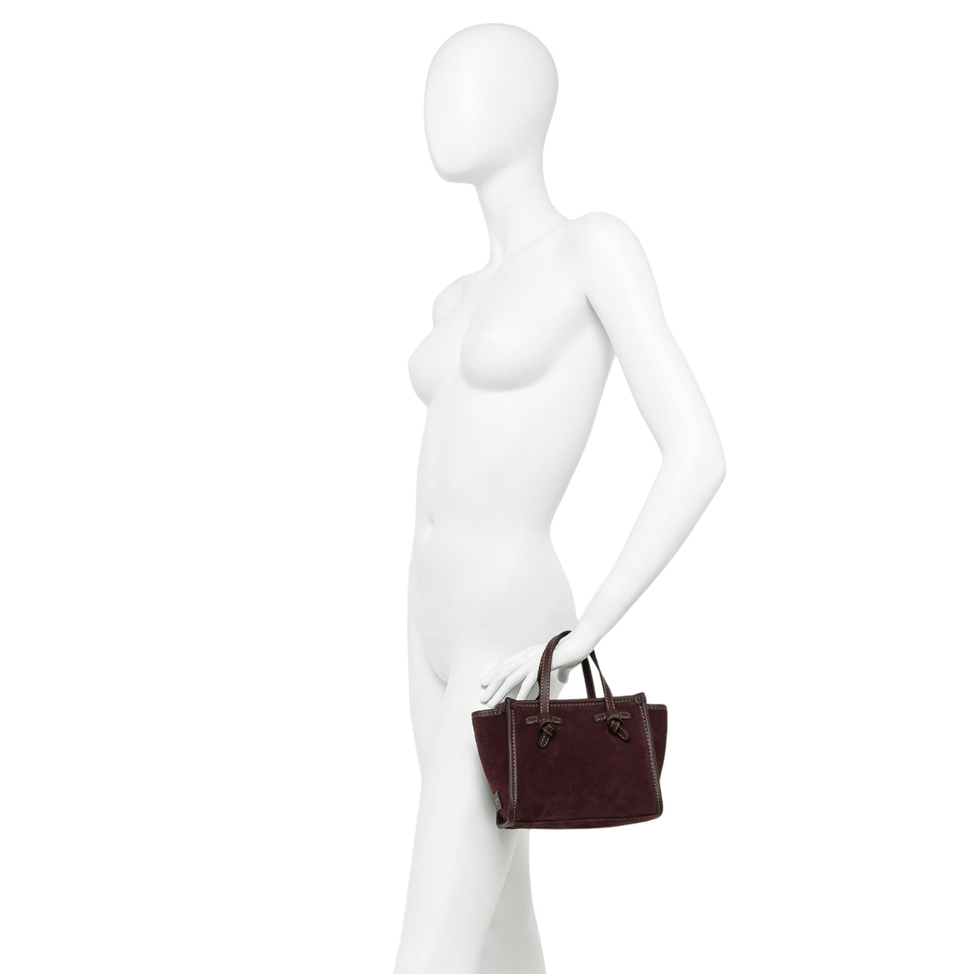 Borsa Donna a mano Miss Marcella piccola bordeaux indossata a mano da modella