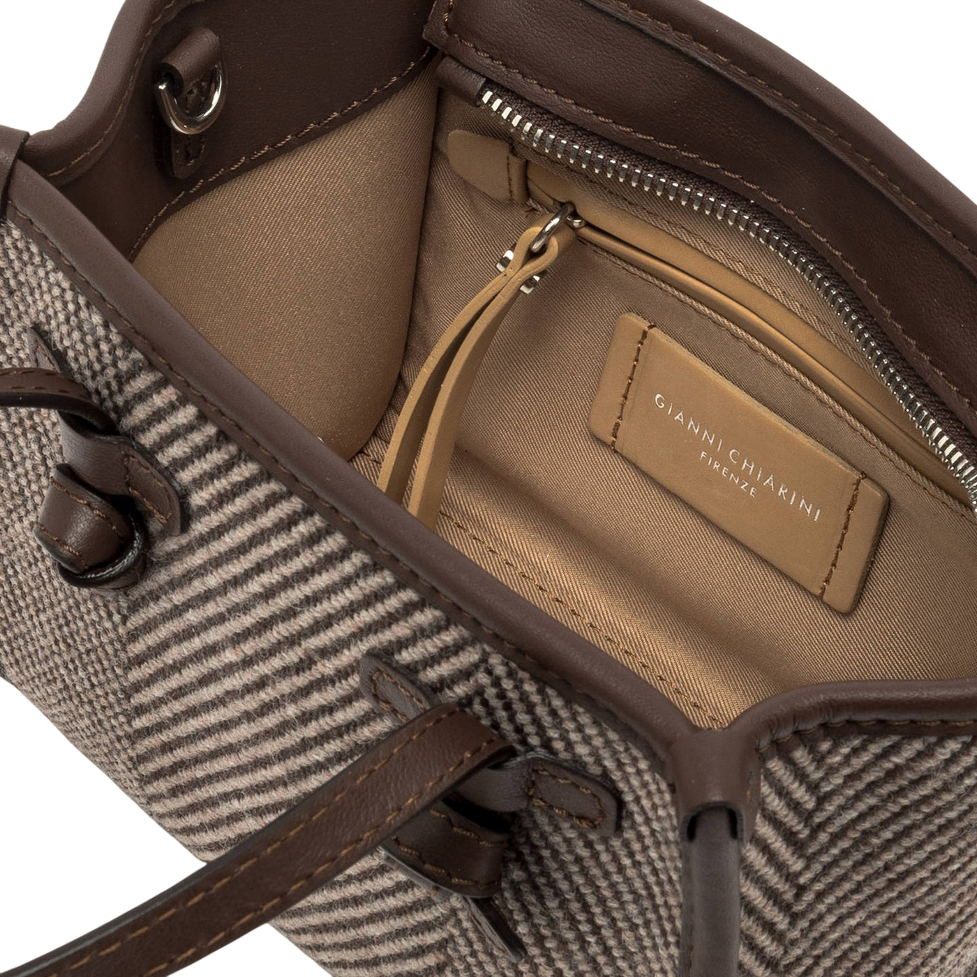 Borsa Donna a mano piccola in lana spigata interno
