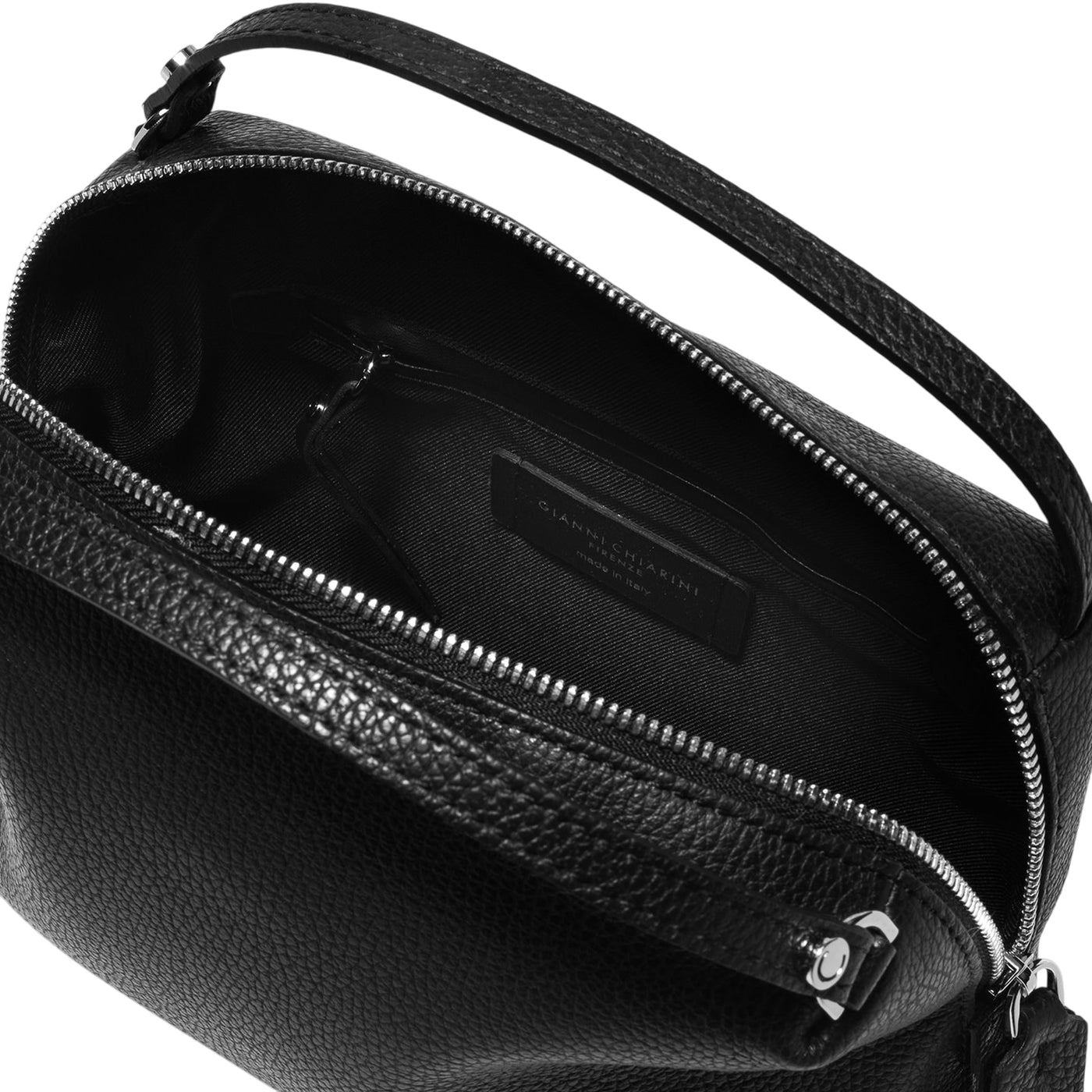 Borsa a mano Alifa Donna in pelle martellata nera interno