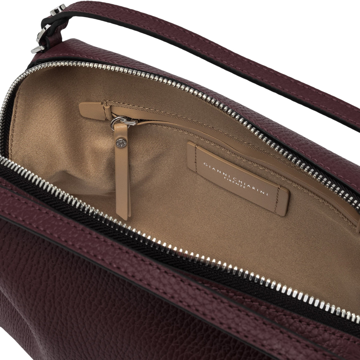 Borsa a mano Alifa Donna in pelle martellata bordeaux interno