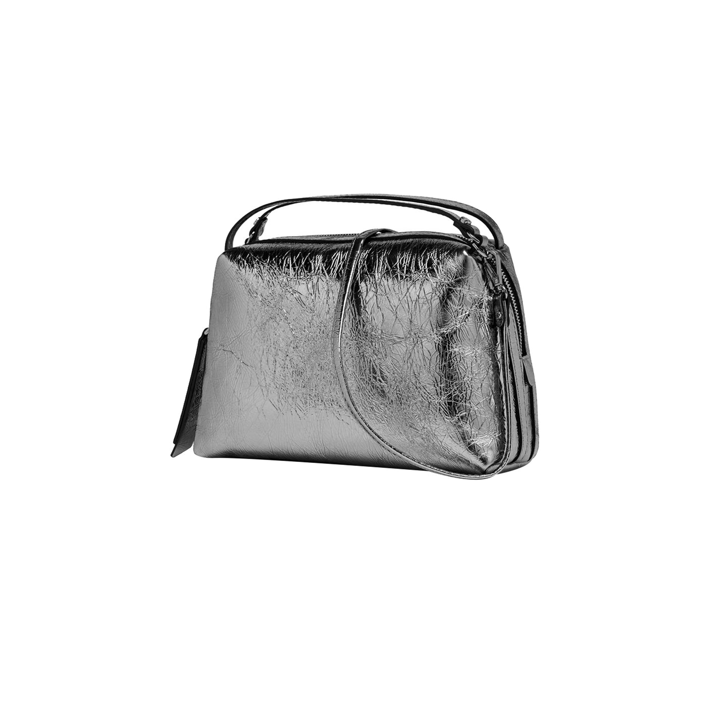 Borsa Donna in pelle metallizzata Argento con due manici a mano