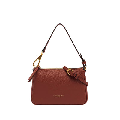Borsa a spalla Donna in pelle grana rossa con logo