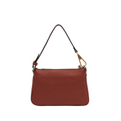 Borsa a spalla Donna in pelle grana rossa con logo retro