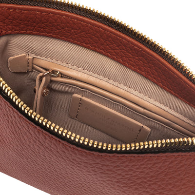 Borsa a spalla Donna in pelle grana rossa con logo interno