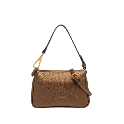 Borsa a spalla Donna in pelle bronzo con logo