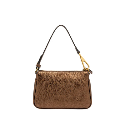 Borsa a spalla Donna in pelle bronzo con logo retro
