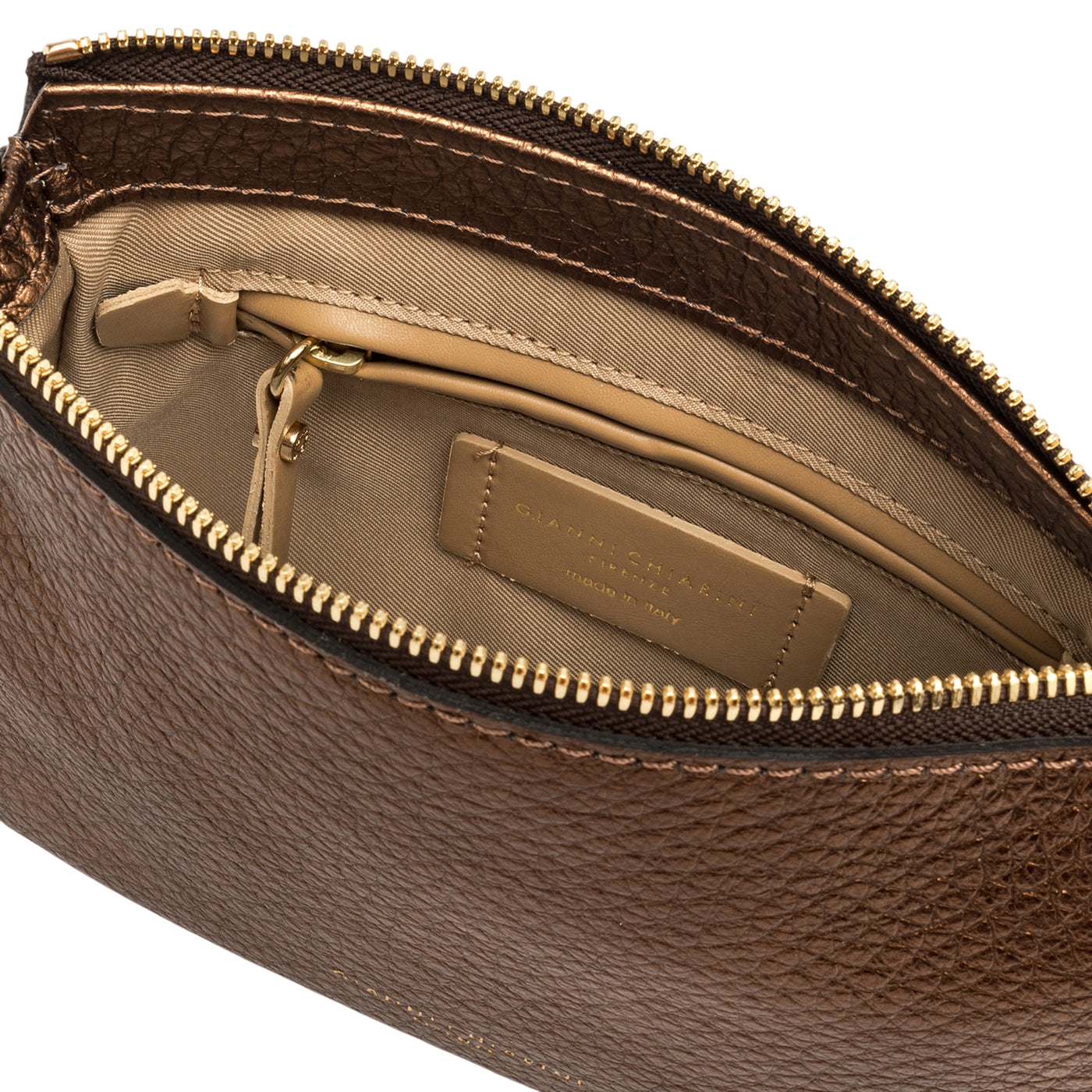 Borsa a spalla Donna in pelle bronzo con logo interno