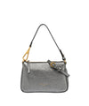 Borsa a spalla Donna in pelle argento con logo