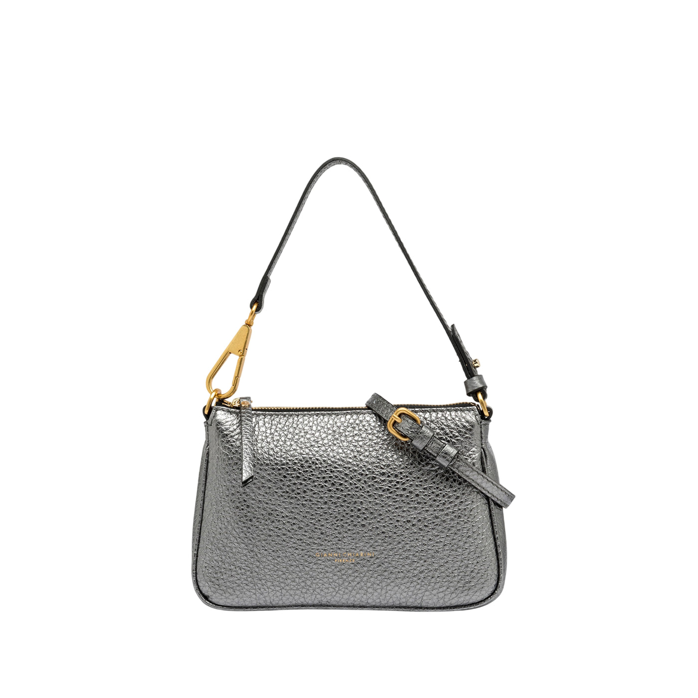 Borsa a spalla Donna in pelle argento con logo