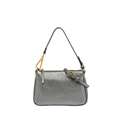 Borsa a spalla Donna in pelle argento con logo