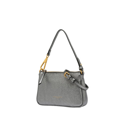 Borsa a spalla Donna in pelle argento con logo
