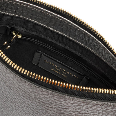 Borsa a spalla Donna in pelle argento con logo interno