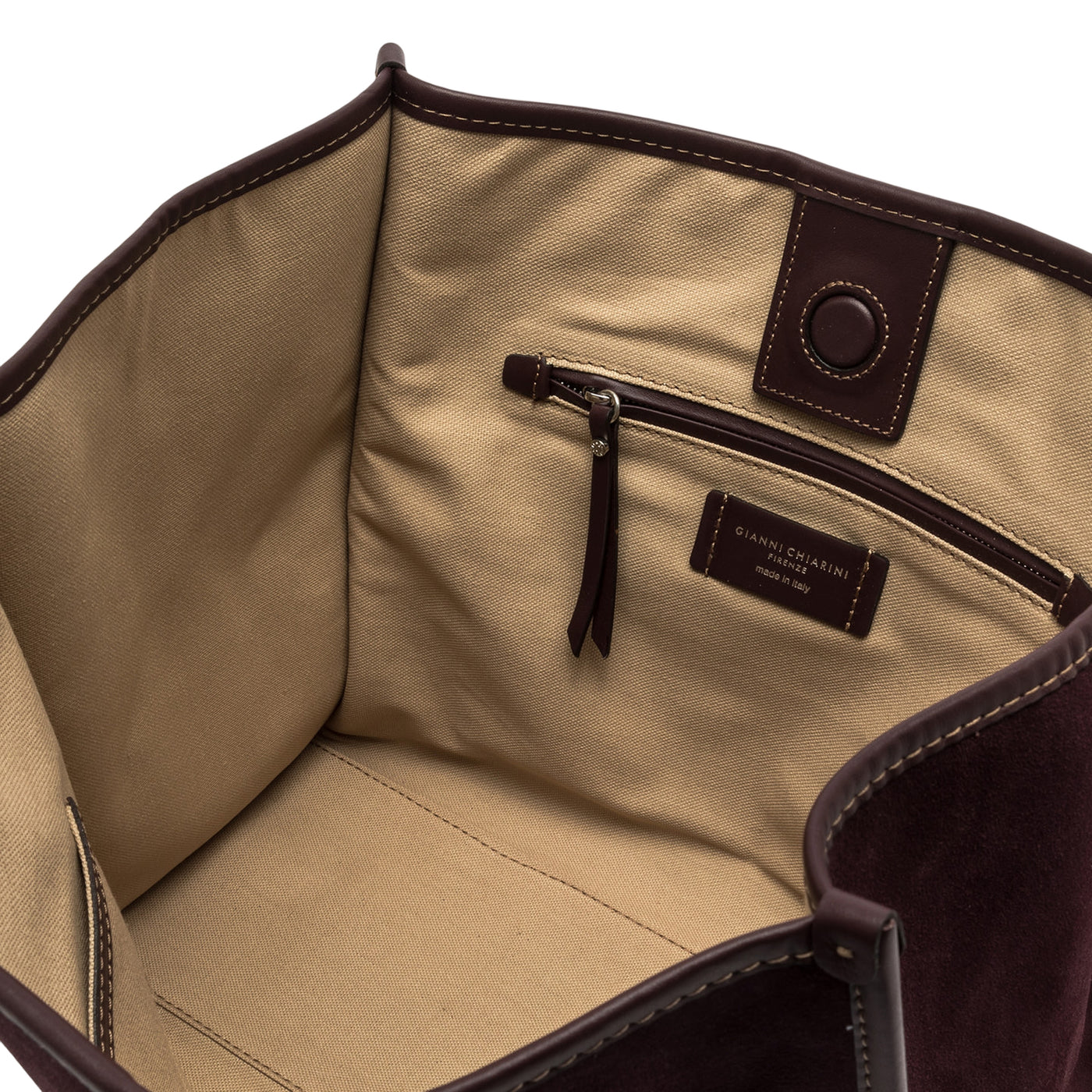 Borsa a spalla Donna in pelle scamosciata Bordeaux interno