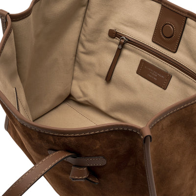 Borsa a spalla Donna in pelle scamosciata Marrone interno