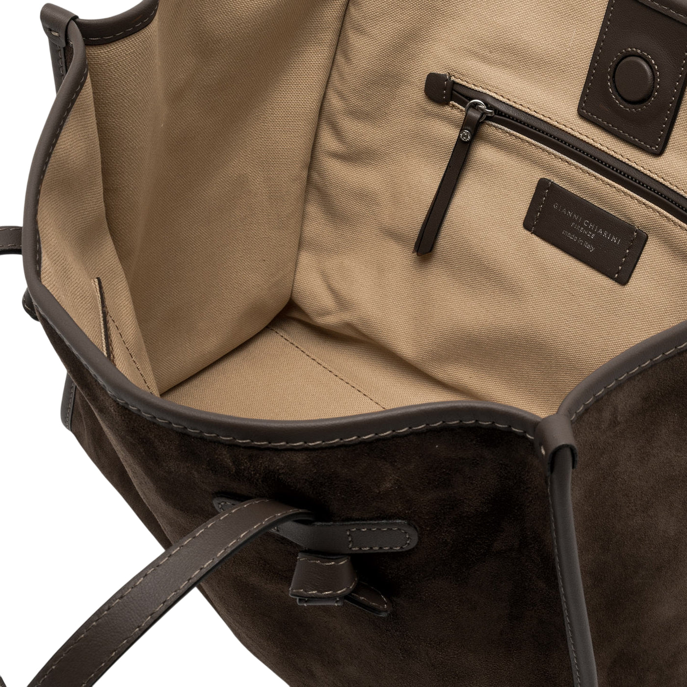 Borsa a spalla Donna in pelle scamosciata Marrone scuro interno