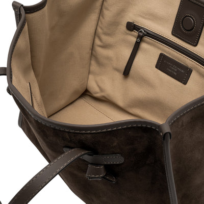 Borsa a spalla Donna in pelle scamosciata Marrone scuro interno
