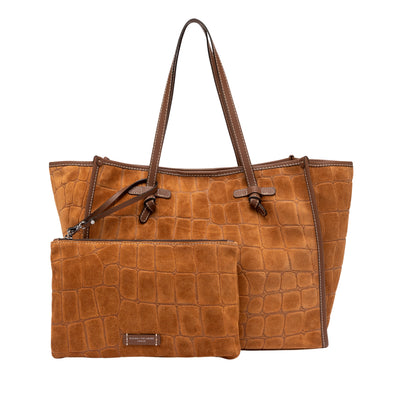 Borsa shopper Donna con stampa cocco Marrone con pochette coordinata