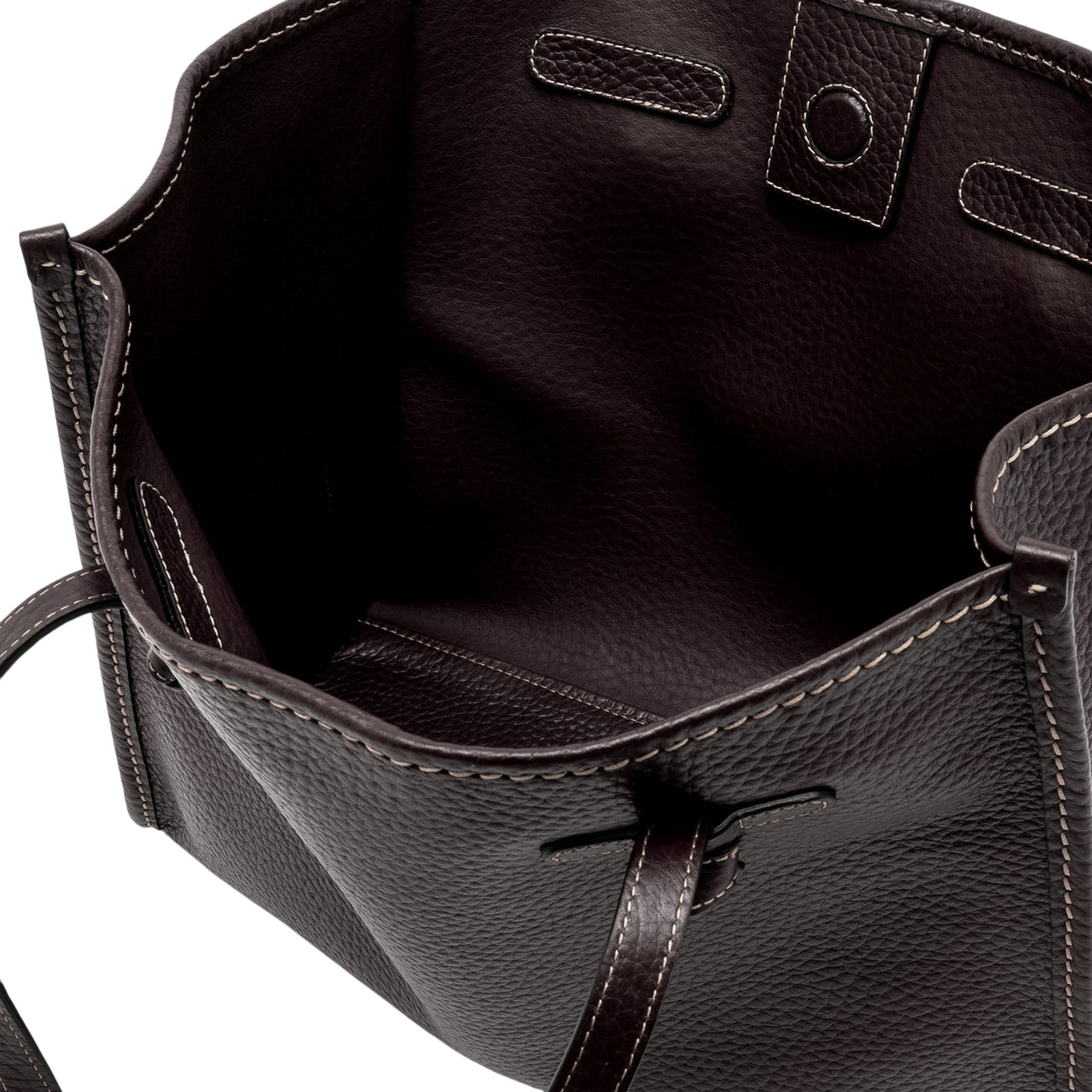 Borsa Donna in pelle in tinta unita marrone scuro interno