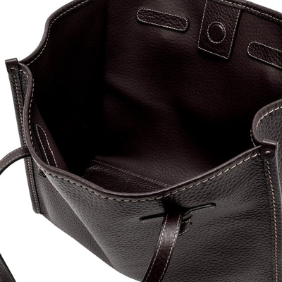 Borsa Donna in pelle in tinta unita marrone scuro interno