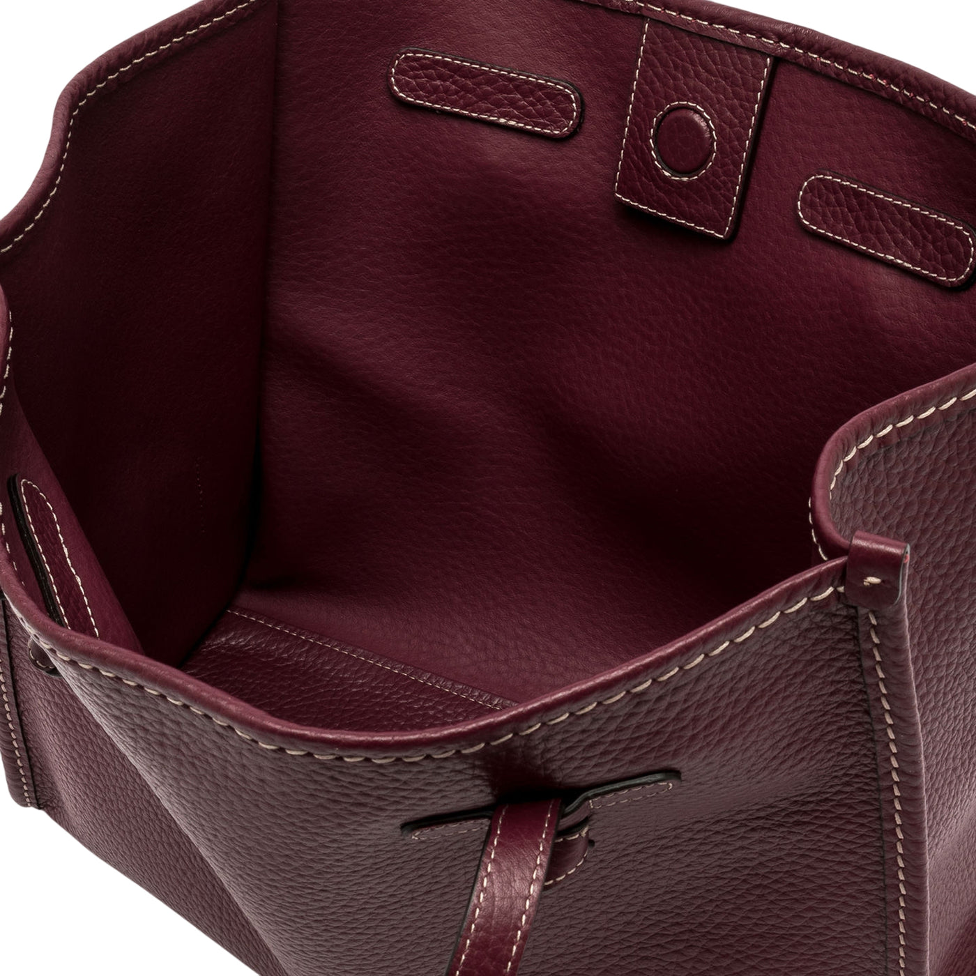 Borsa Donna in pelle in tinta unita bordeaux interno