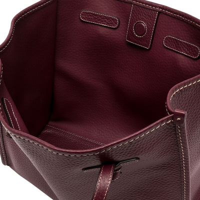 Borsa Donna in pelle in tinta unita bordeaux interno
