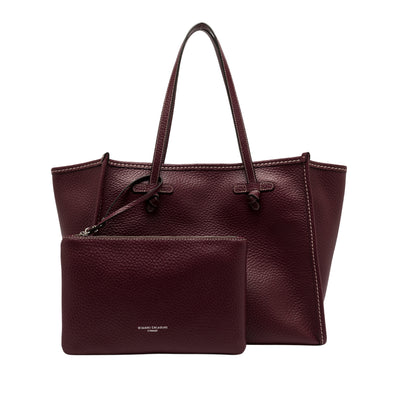 Borsa Donna in pelle in tinta unita bordeaux con pochette coordinata 