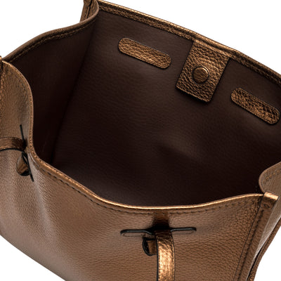 Borsa Donna in pelle in tinta unita bronzo interno