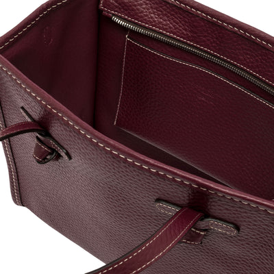 Borsa Donna in pelle con tracolla regolabile bordeaux interno