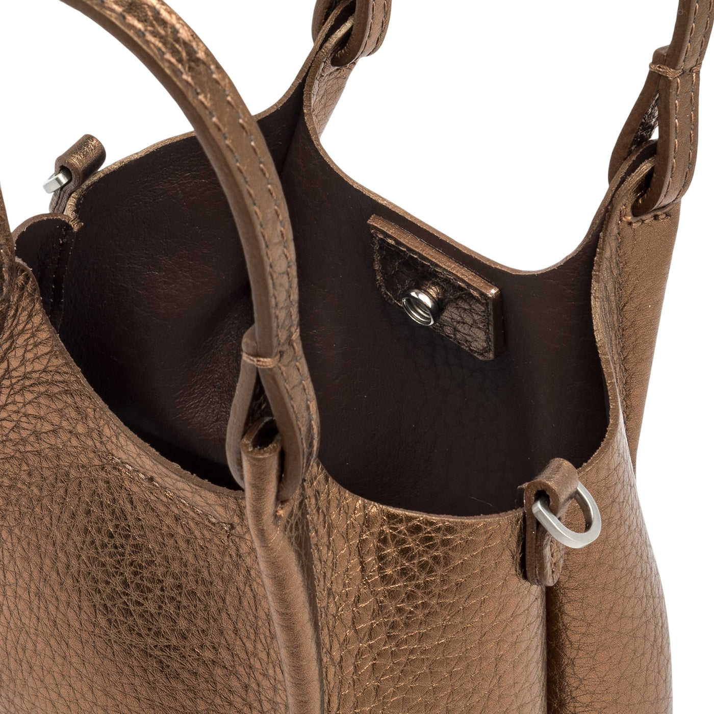 Borsa a mano Donna DUA in pelle bronzo dettaglio interno