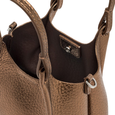 Borsa a mano Donna DUA in pelle bronzo dettaglio interno