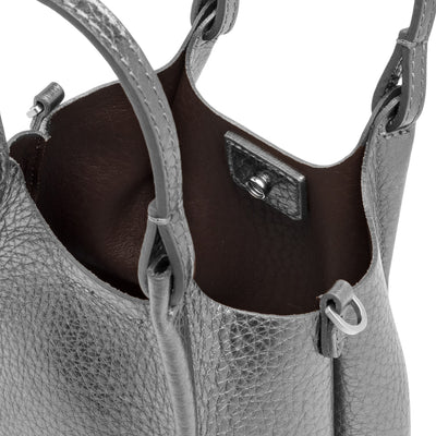 Borsa a mano Donna DUA in pelle argento interno