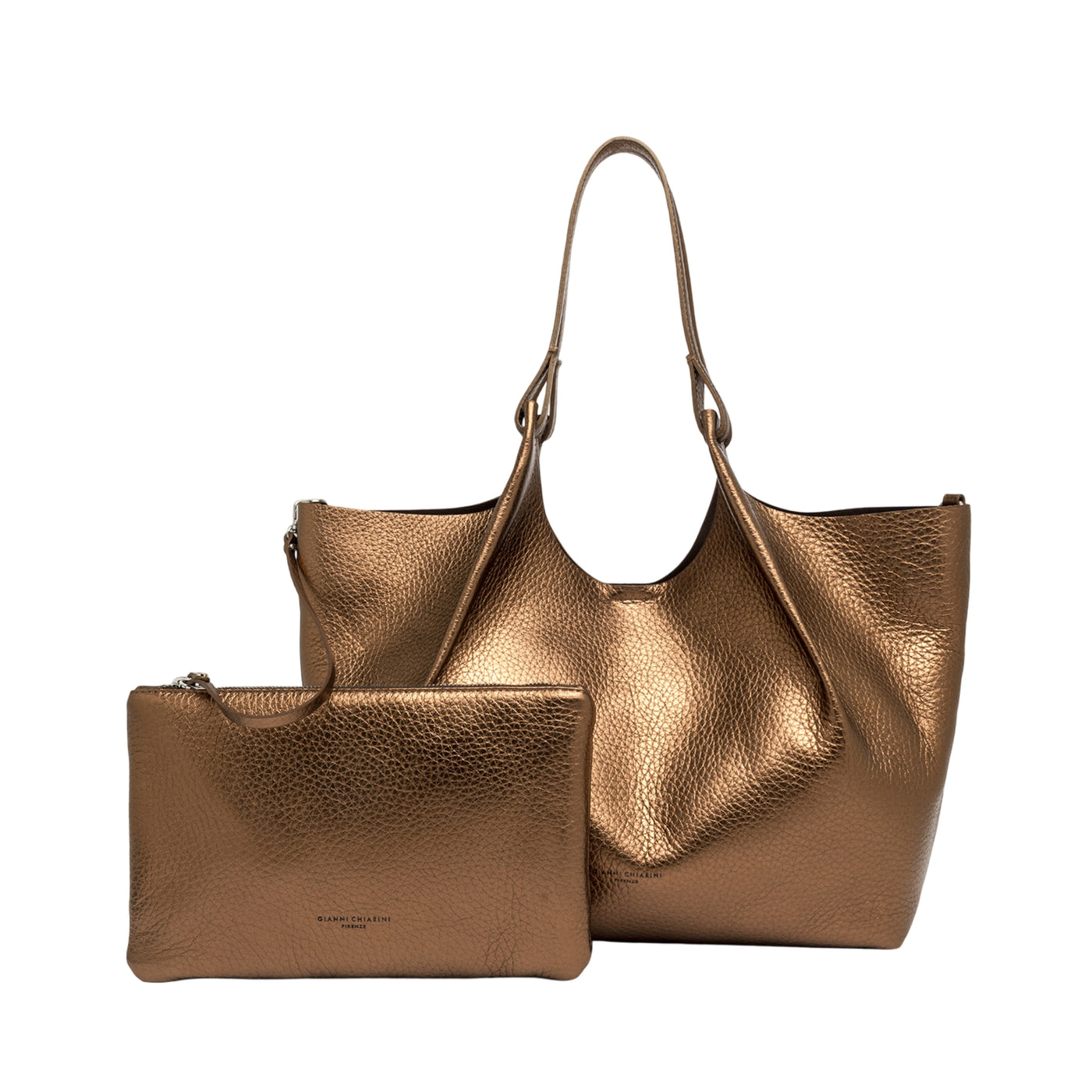 Borsa a spalla Donna DUA in pelle con pochette Bronzo 