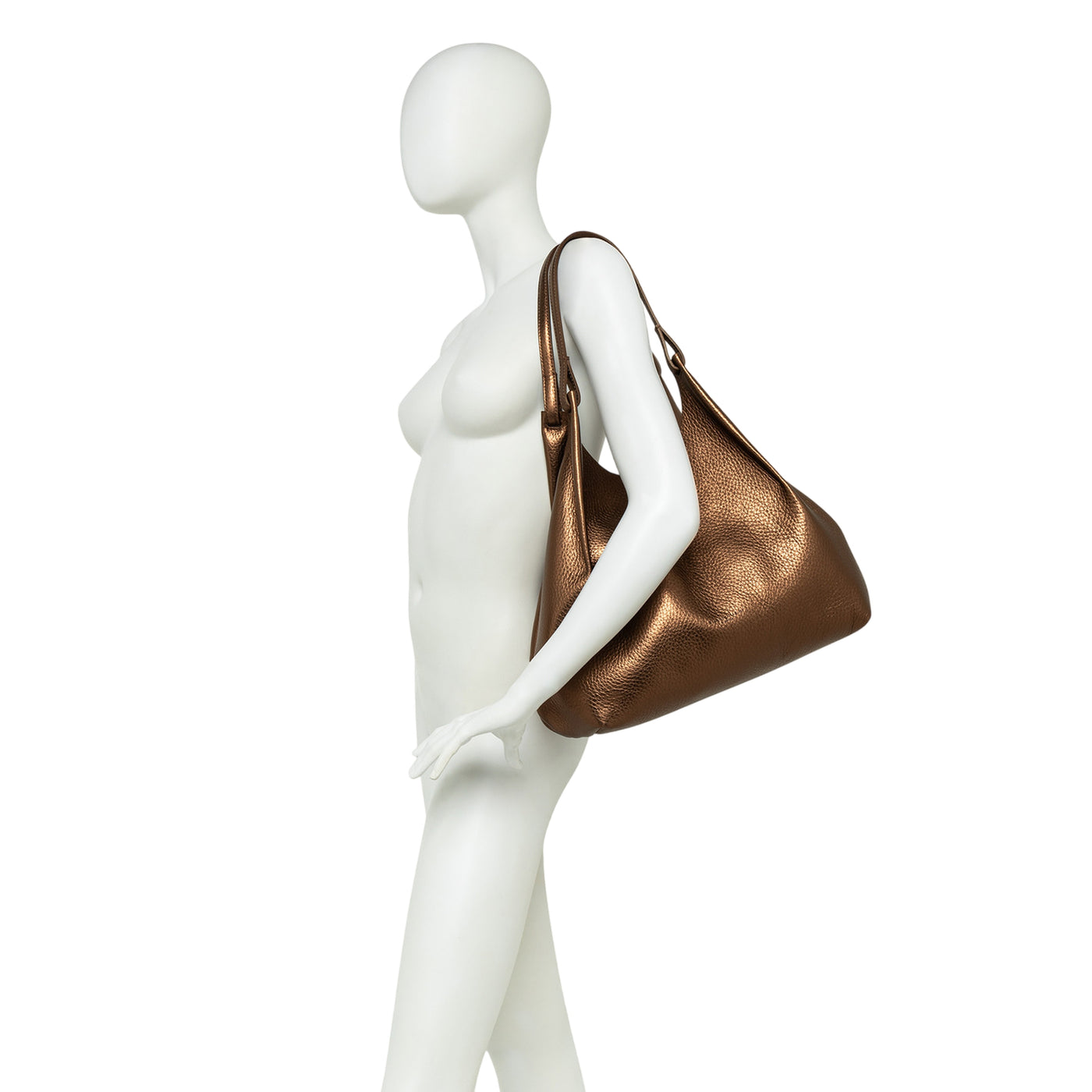 Borsa a spalla Donna DUA in pelle con pochette Bronzo su modella