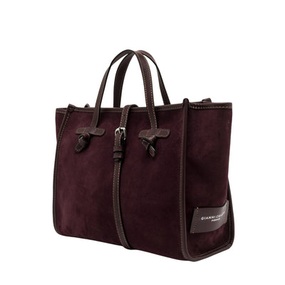 Borsa a mano Donna Miss Marcella scamosciata Bordeaux laterale