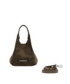 Minibag a mano Donna DUA scamosciata Verde militare con tracolla vicino
