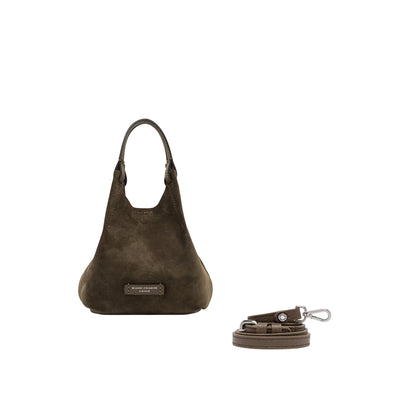 Minibag a mano Donna DUA scamosciata Verde militare con tracolla vicino
