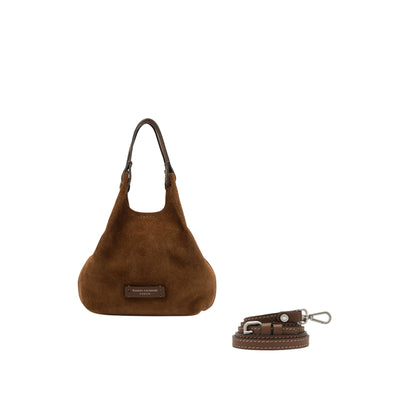 Minibag a mano Donna DUA scamosciata Marrone con tracolla vicino