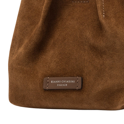 Minibag a mano Donna DUA scamosciata Marrone dettaglio etichetta