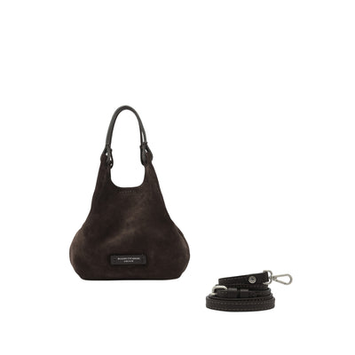 Minibag a mano Donna DUA scamosciata Marrone scuro con tracolla vicino