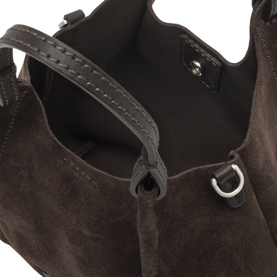 Minibag a mano Donna DUA scamosciata Marrone scuro interno