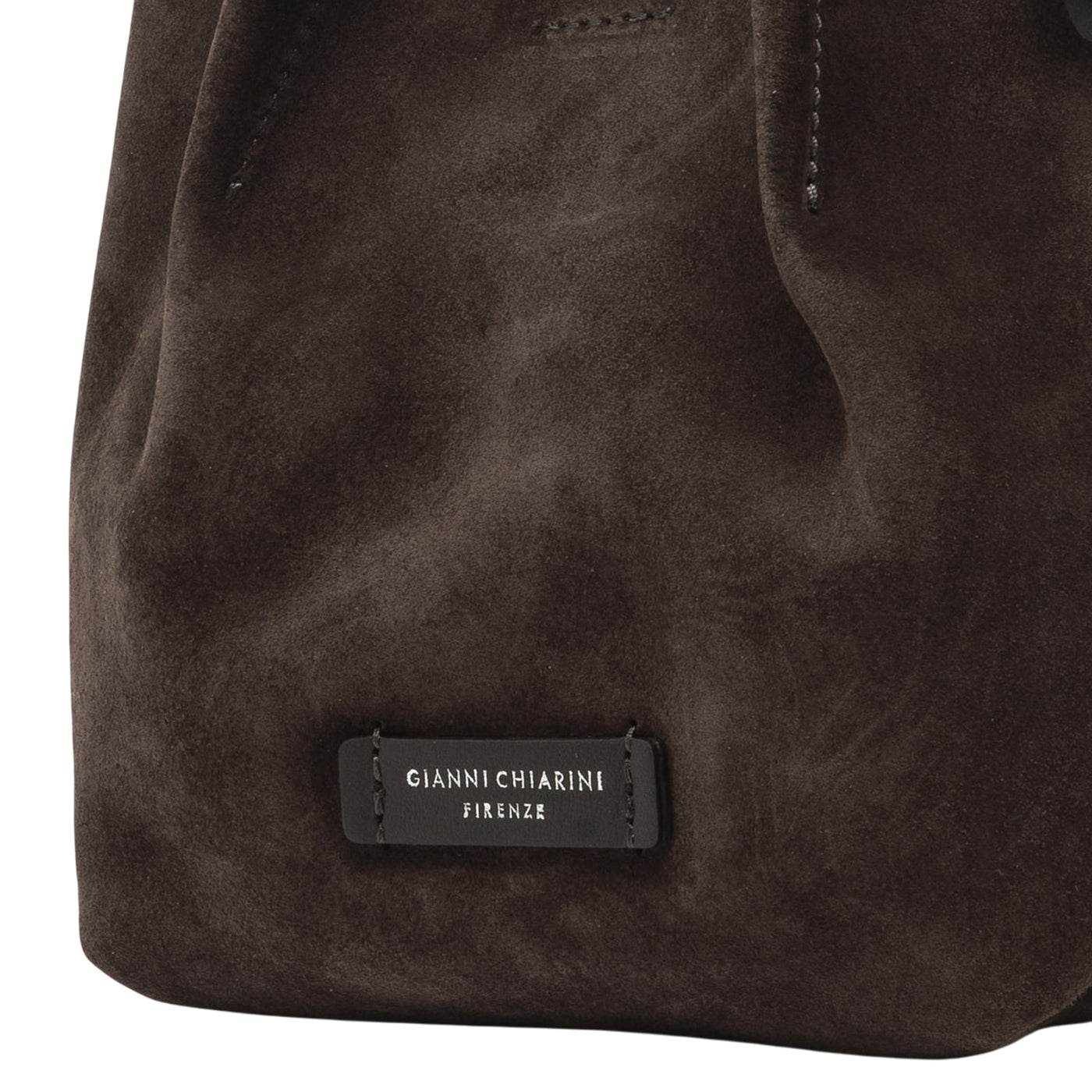 Minibag a mano Donna DUA scamosciata Marrone scuro dettaglio etichetta