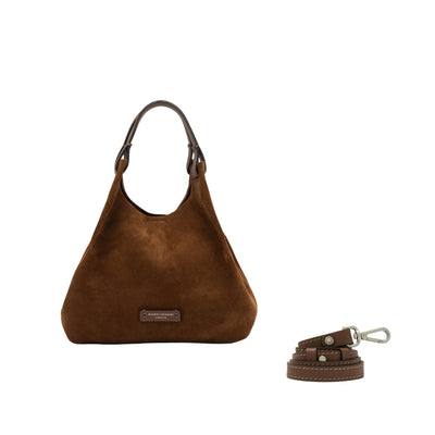 Borsa a mano Donna DUA in pelle scamosciata marrone con tracolla