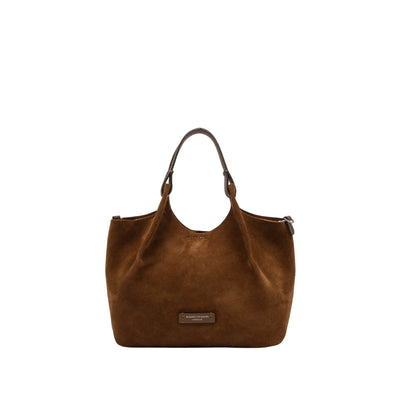Borsa a mano Donna DUA in pelle scamosciata marrone frontale