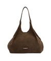 Borsa a spalla DUA in pelle scamosciata marrone