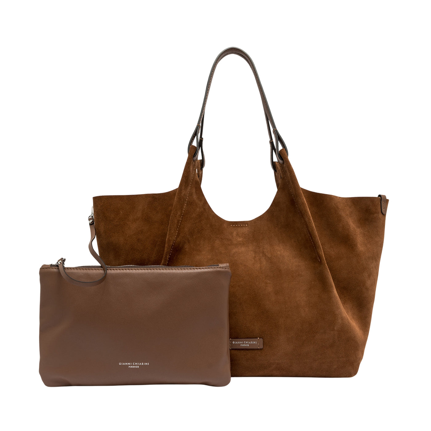 Borsa a spalla DUA in pelle scamosciata con pochette