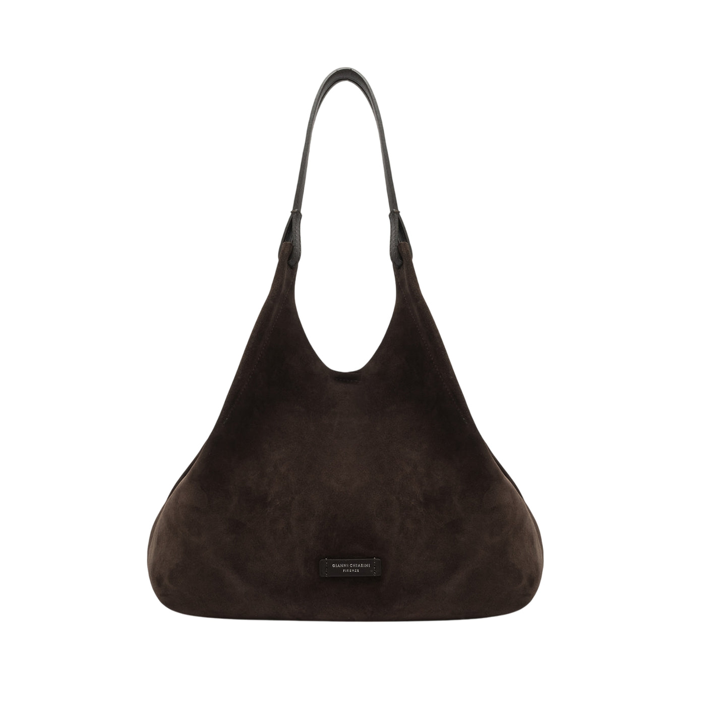 Borsa a spalla DUA in pelle scamosciata marrone scuro