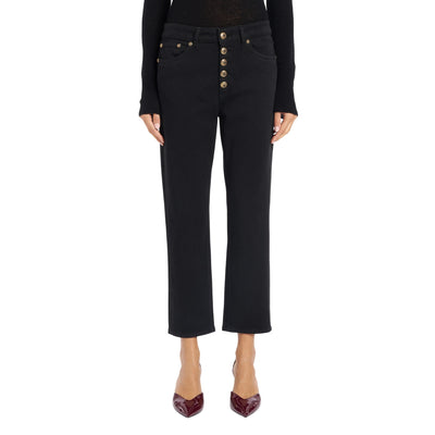 Jeans Don Koons in denim elasticizzato nero modella frontale